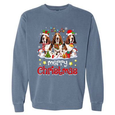 Basset Hound Christmas With Decorations Xmas Garment-Dyed Sweatshirt