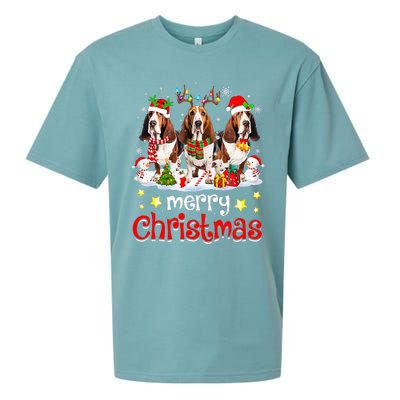 Basset Hound Christmas With Decorations Xmas Sueded Cloud Jersey T-Shirt