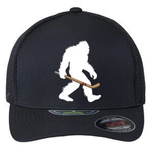 Bigfoot Hockey Cryptid Sasquatch Sport Player Gift Flexfit Unipanel Trucker Cap