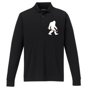 Bigfoot Hockey Cryptid Sasquatch Sport Player Gift Performance Long Sleeve Polo