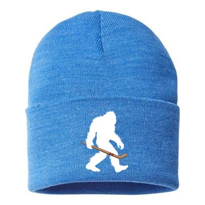 Bigfoot Hockey Cryptid Sasquatch Sport Player Gift Sustainable Knit Beanie