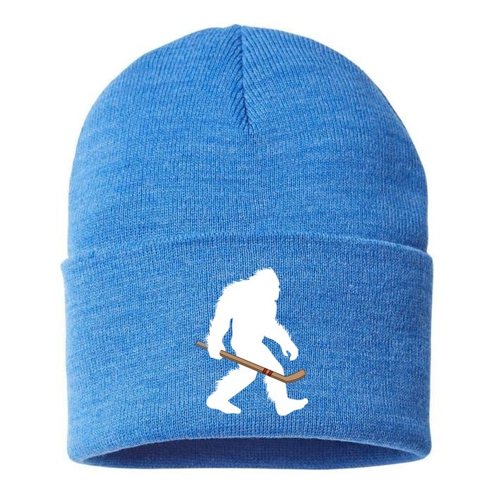 Bigfoot Hockey Cryptid Sasquatch Sport Player Gift Sustainable Knit Beanie