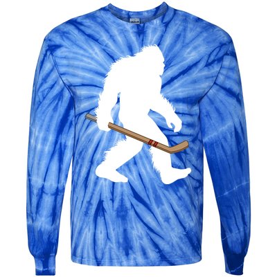 Bigfoot Hockey Cryptid Sasquatch Sport Player Gift Tie-Dye Long Sleeve Shirt