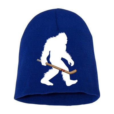 Bigfoot Hockey Cryptid Sasquatch Sport Player Gift Short Acrylic Beanie