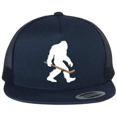 Bigfoot Hockey Cryptid Sasquatch Sport Player Gift Flat Bill Trucker Hat