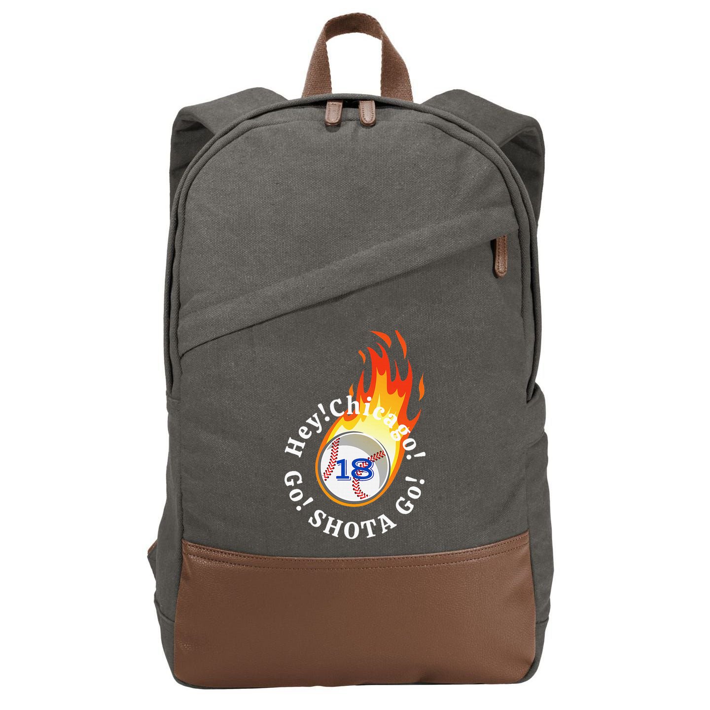 Baseball. Hey! Chicago!. Go! Shota Go! Imanaga Cotton Canvas Backpack