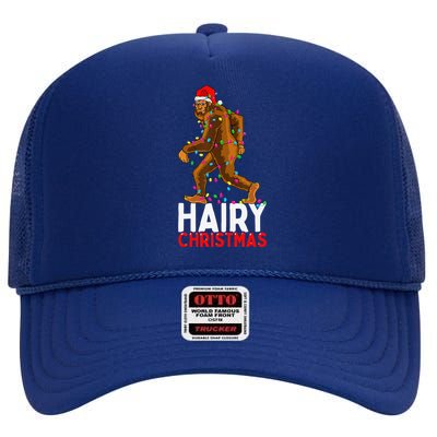 Bigfoot Hairy Christmas Funny Xmas Funny Pajama High Crown Mesh Back Trucker Hat