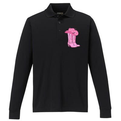 Boot Hat Cowgirl Performance Long Sleeve Polo