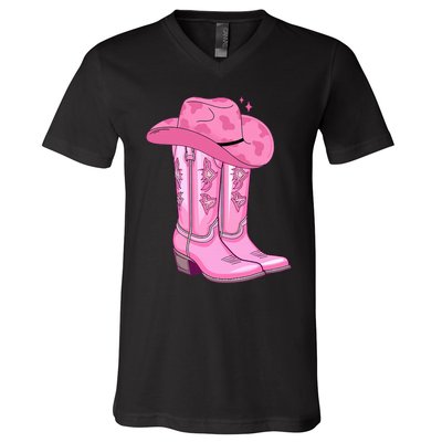 Boot Hat Cowgirl V-Neck T-Shirt