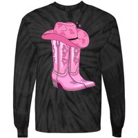 Boot Hat Cowgirl Tie-Dye Long Sleeve Shirt