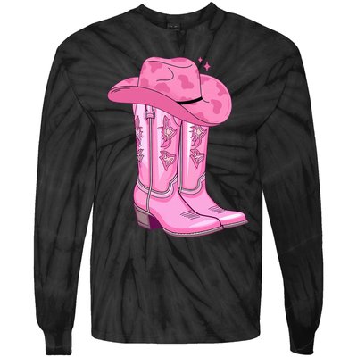 Boot Hat Cowgirl Tie-Dye Long Sleeve Shirt