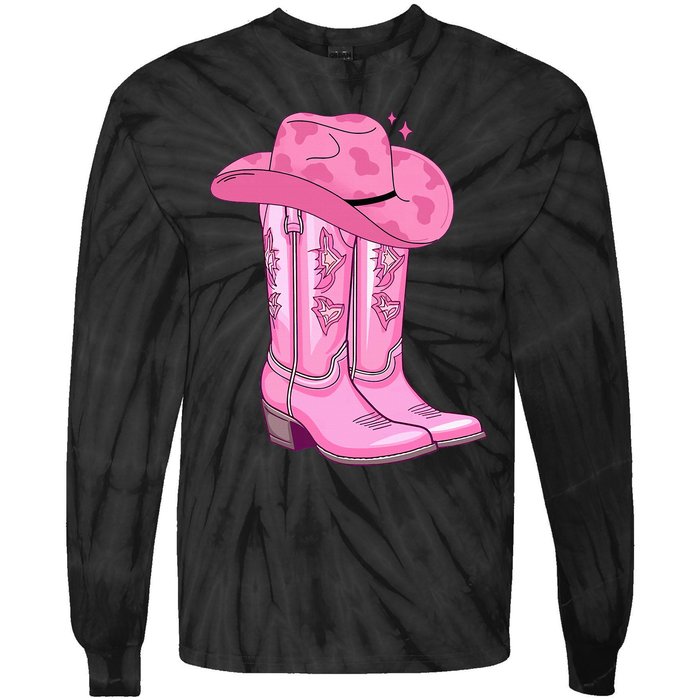 Boot Hat Cowgirl Tie-Dye Long Sleeve Shirt