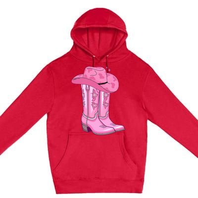 Boot Hat Cowgirl Premium Pullover Hoodie