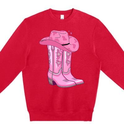 Boot Hat Cowgirl Premium Crewneck Sweatshirt