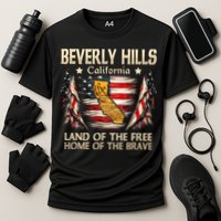 Beverly Hills California Usa Flag 4th Of July Cooling Performance Crew T-Shirt