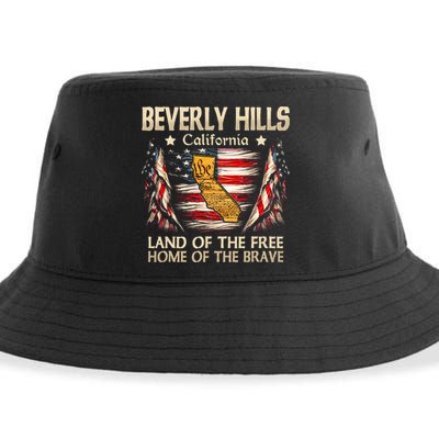 Beverly Hills California Usa Flag 4th Of July Sustainable Bucket Hat