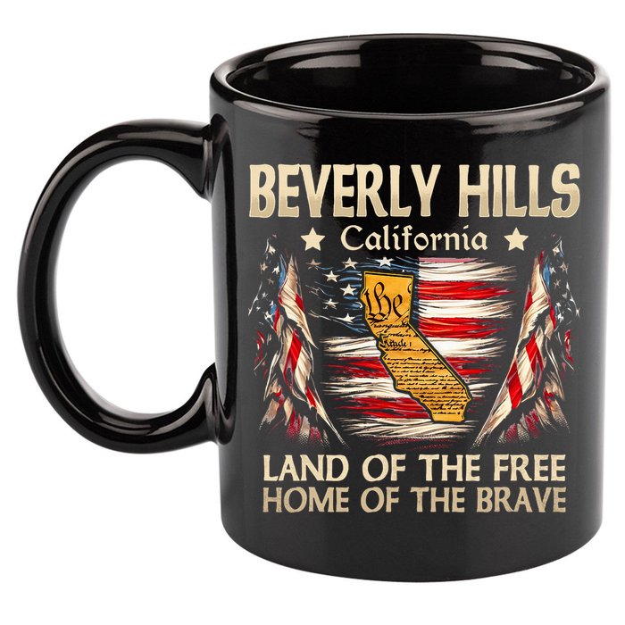 Beverly Hills California Usa Flag 4th Of July 11oz C Handle Ceramic Mug