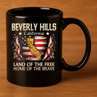 Beverly Hills California Usa Flag 4th Of July 11oz C Handle Ceramic Mug