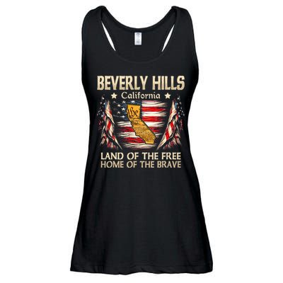 Beverly Hills California Usa Flag 4th Of July Ladies Essential Flowy Tank