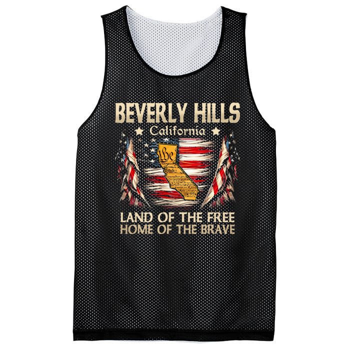 Beverly Hills California Usa Flag 4th Of July Mesh Reversible Basketball Jersey Tank