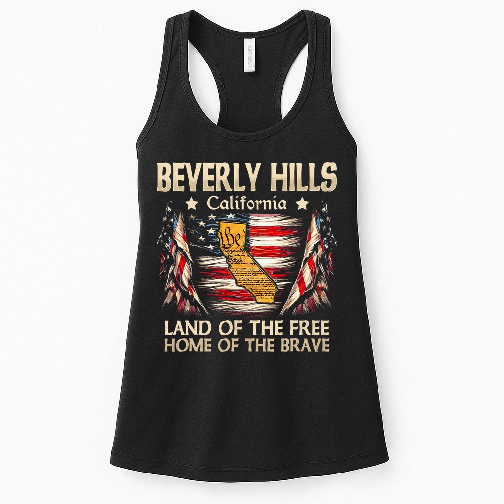 Beverly Hills California Usa Flag 4th Of July Womens Tank Top