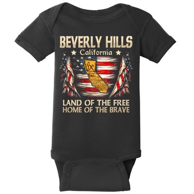Beverly Hills California Usa Flag 4th Of July Baby Bodysuit