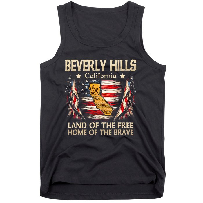 Beverly Hills California Usa Flag 4th Of July Tank Top