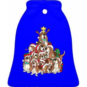 Basset Hound Christmas Dog Tree Dog Santa Xmas Funny Gift Ceramic Bell Ornament