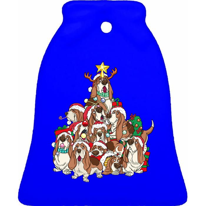 Basset Hound Christmas Dog Tree Dog Santa Xmas Funny Gift Ceramic Bell Ornament