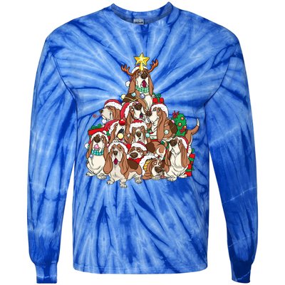 Basset Hound Christmas Dog Tree Dog Santa Xmas Funny Gift Tie-Dye Long Sleeve Shirt