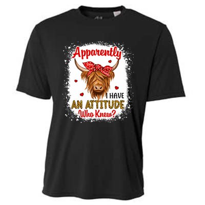 Bleached Highland Cow Apparently I Have An Attitude Who Knew Cooling Performance Crew T-Shirt