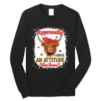 Bleached Highland Cow Apparently I Have An Attitude Who Knew Long Sleeve Shirt