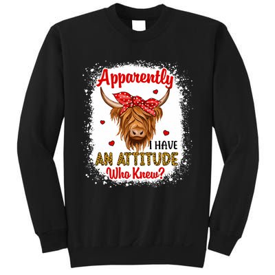 Bleached Highland Cow Apparently I Have An Attitude Who Knew Sweatshirt