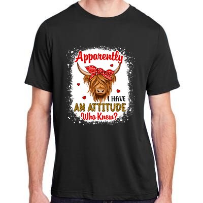 Bleached Highland Cow Apparently I Have An Attitude Who Knew Adult ChromaSoft Performance T-Shirt