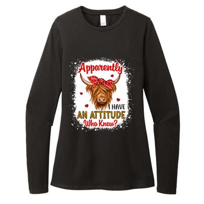 Bleached Highland Cow Apparently I Have An Attitude Who Knew Womens CVC Long Sleeve Shirt