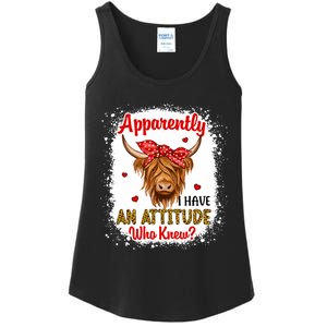 Bleached Highland Cow Apparently I Have An Attitude Who Knew Ladies Essential Tank