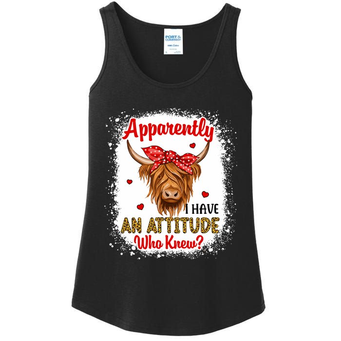 Bleached Highland Cow Apparently I Have An Attitude Who Knew Ladies Essential Tank