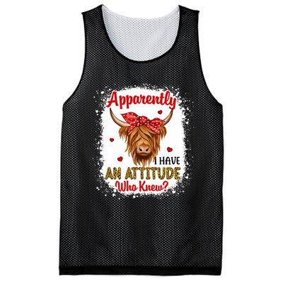 Bleached Highland Cow Apparently I Have An Attitude Who Knew Mesh Reversible Basketball Jersey Tank