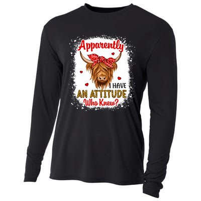 Bleached Highland Cow Apparently I Have An Attitude Who Knew Cooling Performance Long Sleeve Crew