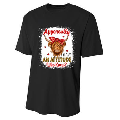 Bleached Highland Cow Apparently I Have An Attitude Who Knew Performance Sprint T-Shirt