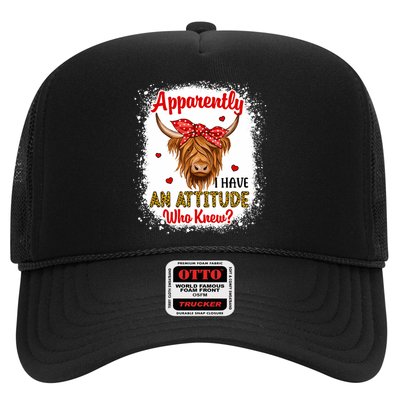 Bleached Highland Cow Apparently I Have An Attitude Who Knew Trucker Hat