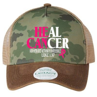 Breast He Can Heal Cancer For God Nothing Is Impossible Legacy Tie Dye Trucker Hat