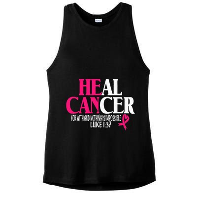 Breast He Can Heal Cancer For God Nothing Is Impossible Ladies PosiCharge Tri-Blend Wicking Tank