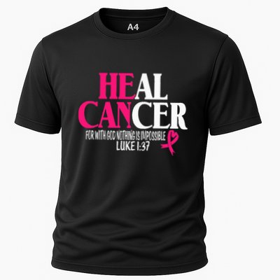 Breast He Can Heal Cancer For God Nothing Is Impossible Performance Shirt