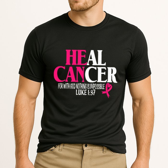 Breast He Can Heal Cancer For God Nothing Is Impossible Cooling Performance Crew T-Shirt