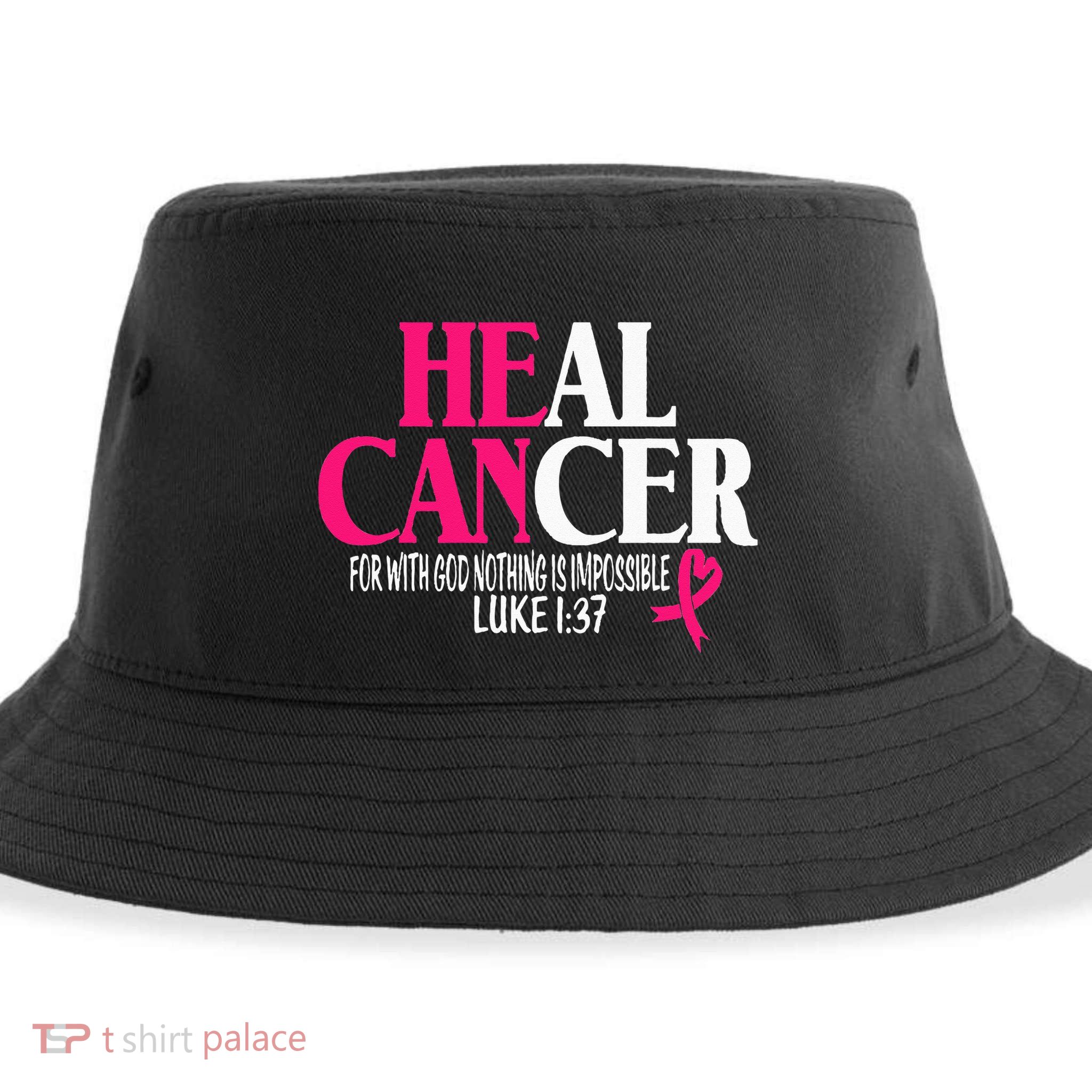 Breast He Can Heal Cancer For God Nothing Is Impossible Sustainable Bucket Hat