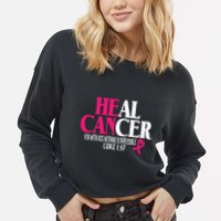 Breast He Can Heal Cancer For God Nothing Is Impossible Cropped Pullover Crew