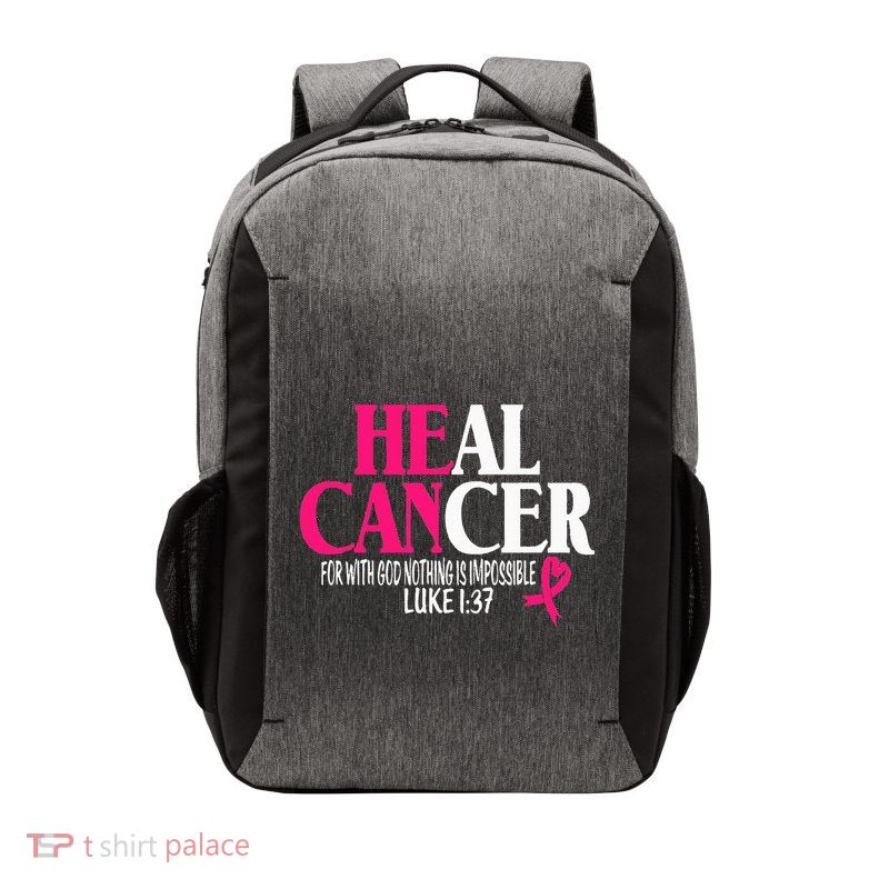 Breast He Can Heal Cancer For God Nothing Is Impossible Vector Backpack