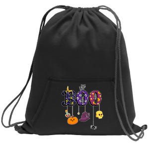 Boo Halloween Costume Spiders Ghosts Pumkin & Witch Hat Sweatshirt Cinch Pack Bag