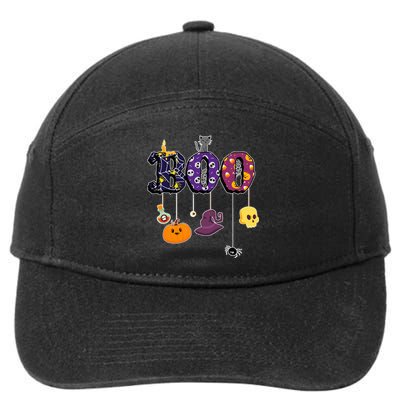 Boo Halloween Costume Spiders Ghosts Pumkin & Witch Hat 7-Panel Snapback Hat